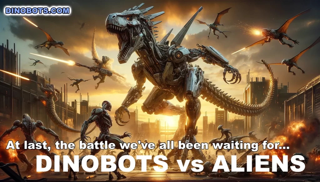 dinobots vs aliens epic battle